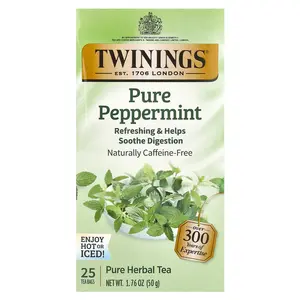 Twinings Pure Herbal Tea, Pure Peppermint, Caffeine Free, 25 Tea Bags, 1.76 oz (50 g)