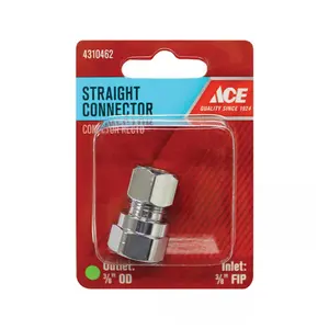 Ace 3/8 in. FPT x 3/8 in. D Compression Brass Straight Connector – Durable Plumbing Fitting