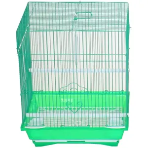 212 MAIN Flat Top Medium Metal Hamster Cage Habitat & Parakeet Cage, 13.3x10.8x16.5 in, Green, Easy-Cleaning Design, Slide-Out Tray, Top Handle