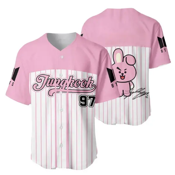 Full Print Bangtan Baseball Jersey Jersey, Vintage JK 97 Jersey Shirt for Men & Women, Baseball Jersey for Men and Women, Baseball Jersey Style