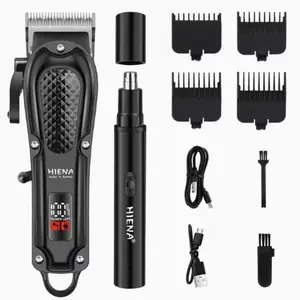 Hiena Men's Professional Haircut Kit, LED Display Trimmer, Cordless Nose Hair Trimmer with Guide Comb, Model Hyn-212