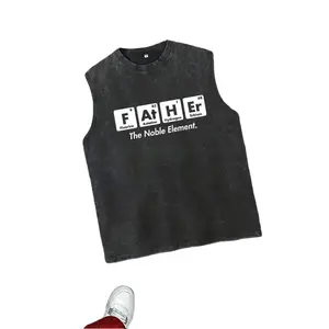 Men'S Sleeveless Pure Washed Vest With Best Father Ever Happy Father'S Day Funny Printed, Minimalist Faded Black Tee, Premium Heavyweight /, Streetwear Aesthetic Style, Suitable For Daily Wear Unisex Apparel Gift, Gift For Dad, Father'S Day Gift