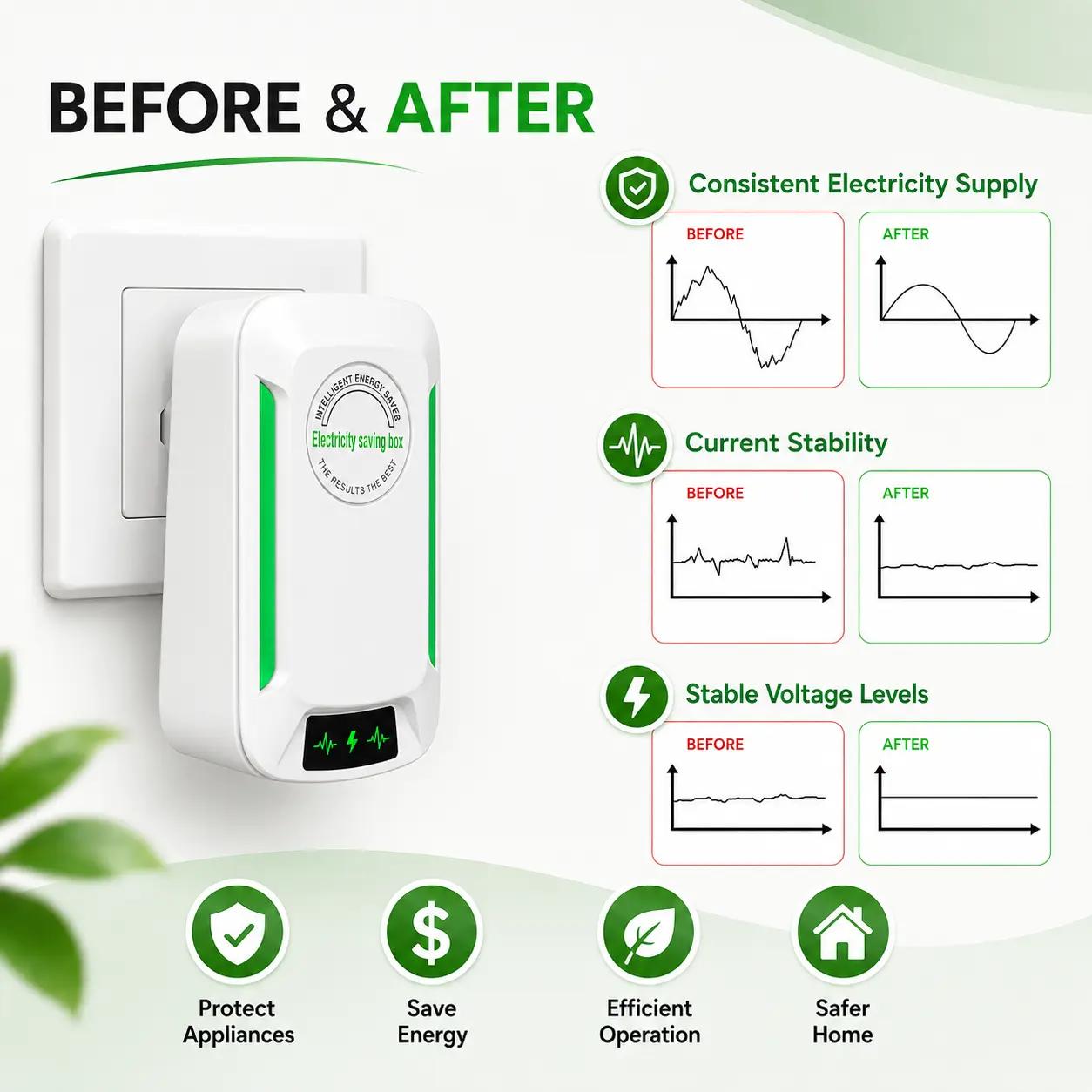 Plug-In Power Device for Home-2026 Smart Design,US Plug,90–250V Wide Voltage,Compact & Easy-to-Use Energy Accessory