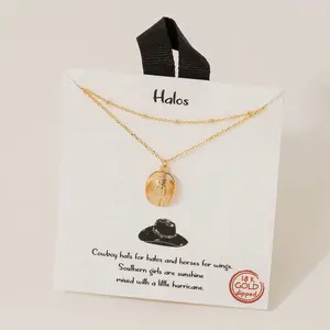 Halos Cowboy Hat Pendant Layered Necklace Gold & Silver Plated Versatile Stylish Accessory for Casual Wear and Parties