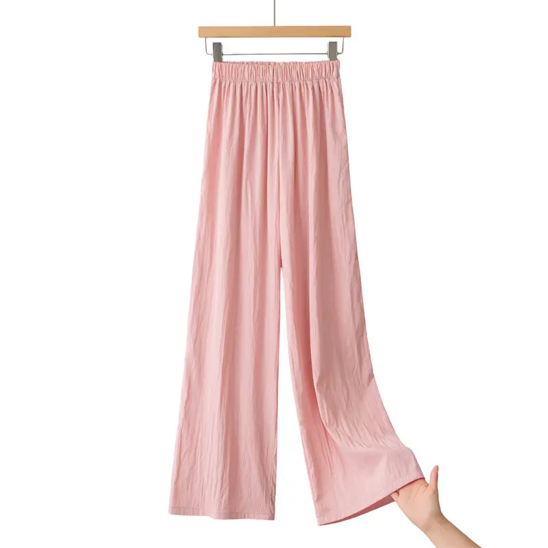 Women’s Summer Wide Leg Pants, Lightweight Drapey Straight Leg Trousers, Korean Japanese Style Business Casual Pants, Petite Friendly Loose Office Work Pants with Slight Stretch S-3XL