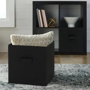 Rich Black Collapsible Cube Fabric Storage Boxes, 6 Pack, 10.5'' x 10.5'' Organiser Set