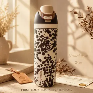 [NEW] Owala Cowgirl Core 32oz FreeSip Water Bottle | Brown Animal Print Cow Pattern Leakproof Insulated Bottle | Western Aesthetic Gift for Her