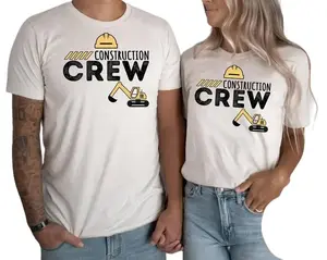 Construction Crew Matching Shirts for Birthday Excavator & Dump Truck Theme Classic T-Shirt in Premium Cotton for Autumn