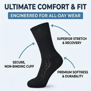 Comfort-Fresh Wide Non-Binding Bamboo Socks | Air Vent Cooling Mesh, Cushioned Sole, Seamless Toe Design, Ultra-Soft Stretch Support for Swollen Ankles, Diabetic Foot Relief, Wide Calves & All-Day Wear
