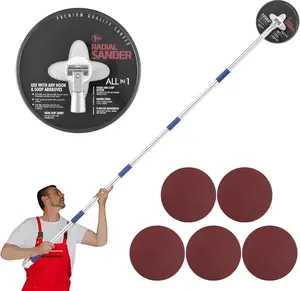 Pole Sander for Drywall, 9 Inch Radial Sander With 49-90 Inch Adjustable Extension Rod, Wall Sanders for Painting Prep, 360 Rotatable Round Circular Hand Sanding  for Ceilings & Walls