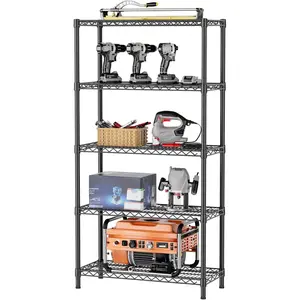 Shelf Closet Wire Shelving:Adjustable Metal Unit for Laundry Room Organization Bathroom Kitchen  Garage Storage Pantry Rack Shelves