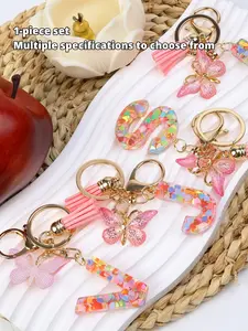 26 letter optional fashionable and cute butterfly glitter letter pendant/keychain, suitable for daily wear, vacation and dating occasions, and also a surprising and exquisite small gift.