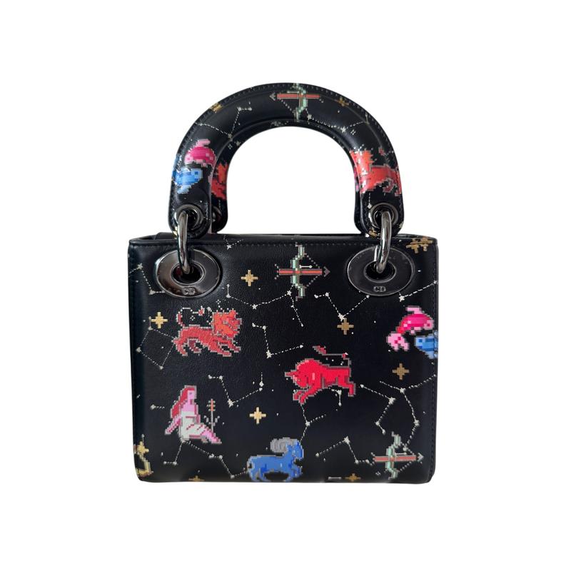 Pre-owned DIOR leather Mini Bags Black Mini Lady Pixel Zodiac Handbag