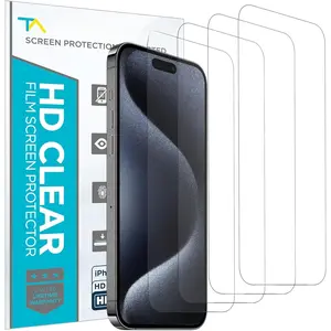 Screen Protector for  15 Pro 6.1 inch -  Clear Film,  Display Protection,  Clear Clarity, Easy Installation, , 4 Pack