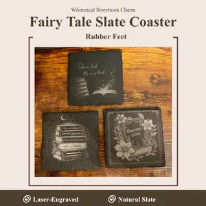 Fairytale Book Coaster – Once Upon a Time Slate Coaster, Book Lover Gift