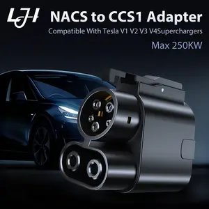 LJH Car Stuff NACS to CCS1 Adapter 250kW DC Fast Charging 1000V/500A for Tesla Supercharger V3/V4 Compatible with Ford GM Rivian R1T/R1S Hyundai Kia Volvo EVs IP54 Weatherproof carplay adapter