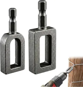 2Pc Wire Twisting Tool for Drill, Heavy Duty Iron Wire Twister & Knotter with 1/4" Hex Shank, Professional Fencing & Rebar Tying Tools, Universal Wire Nut Twister Drill Attachment for Construction