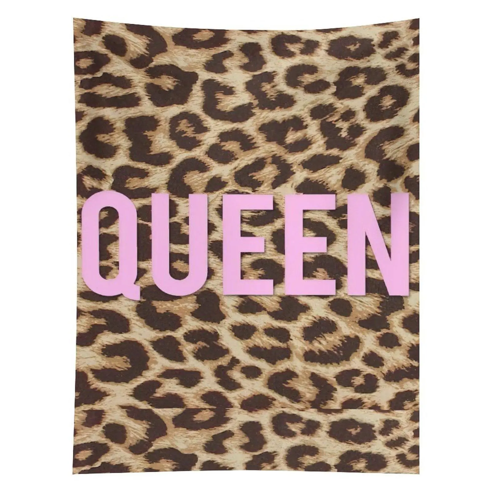 Queen Leopard Print Tapestry Pink Typography Girly Wall Hanging Decor