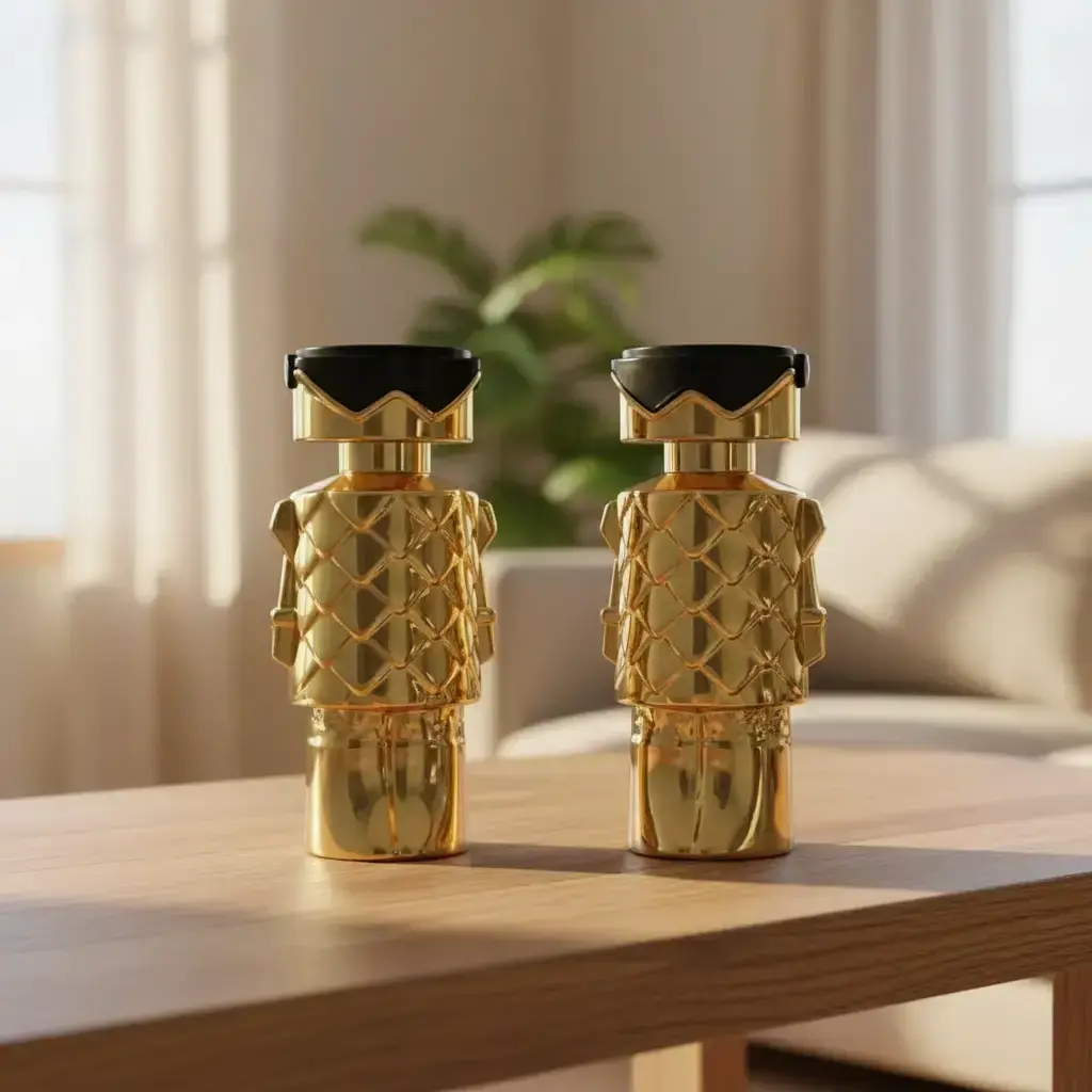 V.V.LOVE Robot Design EDP Perfume Spray 2-Pack, Bottle Perfume, 2x30ml Wood Scent, Long Lasting Fragrance for Women & Men, Daily Use for Party and Clothing Decor, Gold Perfume, Luxurious Fragrances, EDP Perfume Set