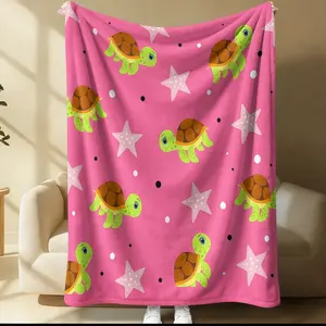 Turtle Pattern Printed Blanket, Soft And Cozy Flannel Blanket, Sofa Blanket, Nap Blanket, Perfect Gift For Teens And Adults, Single Sided Printed Blanket