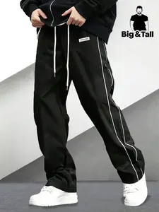 Men's Fashion Straight Leg Pants, Loose Fit, Drawstring Waist, Comfortable Fabric, Unisex, Casual Daily Wear, Menswear, Sizes 2xl-6xl