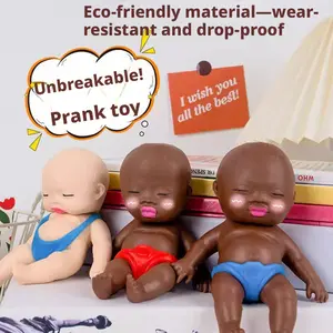 Squishy Slow Rebound Doll Black Handheld Squeeze Toy African American Ugly Doll Sand Filled Soft Rubber Stress Relief Figure for Kids Adults