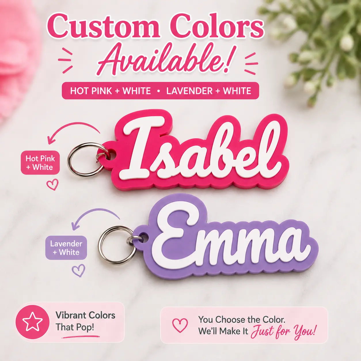 Unisex 3D Printed Name Custom Keychain - Personalized Plain Backpack Tag, Bag Charm, Gift Ideas