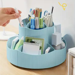 11-Grid 360-Degree Rotating Pen Holder Office Desktop Organizer Multifunctional High Capacity Student Stationery Storage Box Desk Organizer Tidy