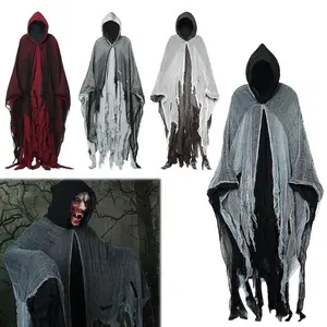 Halloween Ghost Costume Cape with Hood – Scary Cloak Outfit for Adults, Unisex Ghost Cosplay Robe, Perfect for Parties & Props