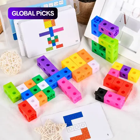 Colorful 60-Piece Geometric Cube Puzzle Set with 30 Double-Sided Activity Cards, Logical Thinking & Shape Recognition Training Educational Shape Sorter Puzzle Toy #GLOBAL PICKS