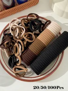 100pcs Women Black White Random Mixed High Elastic Hair Ties, Ponytail Holders, Versatile Hair Accessories, Scrunchies, Elastic Band Scrunchies, Suitable For Daily Casual Party Commuting Vacation Hair Styling, Bulk Hair Ties