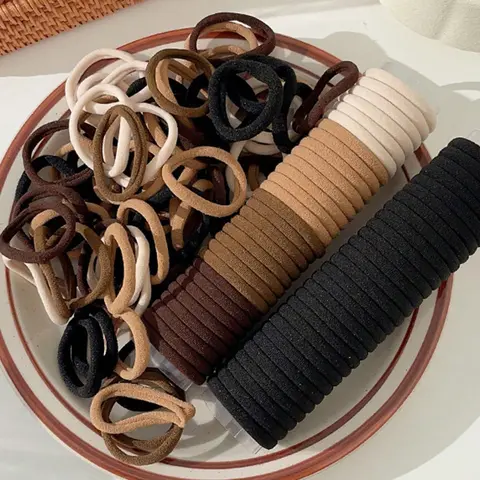 100pcs Women Black White Random Mixed High Elastic Hair Ties, Ponytail Holders, Elastic Hair Accessory, Versatile Hair Accessories, Scrunchies, Elastic Band Scrunchies, Suitable For Daily Casual Party Commuting Vacation Hair Styling, Bulk Hair Ties