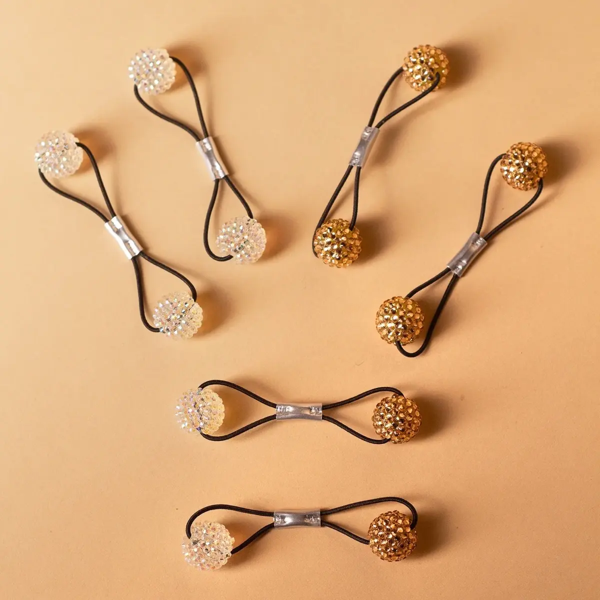 Frost & Bronze Rhinestone Bauble Hair Bling Accessories Bobble Bobos Knockers