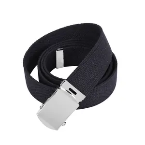 Rothco Black Web Belts Chrome Buckle - High-Density Cotton Canvas, Secure Metal Buckle, Detachable Metal Buckle, Fully Adjustable 44 inch, 54 inch or 64 inch Belts