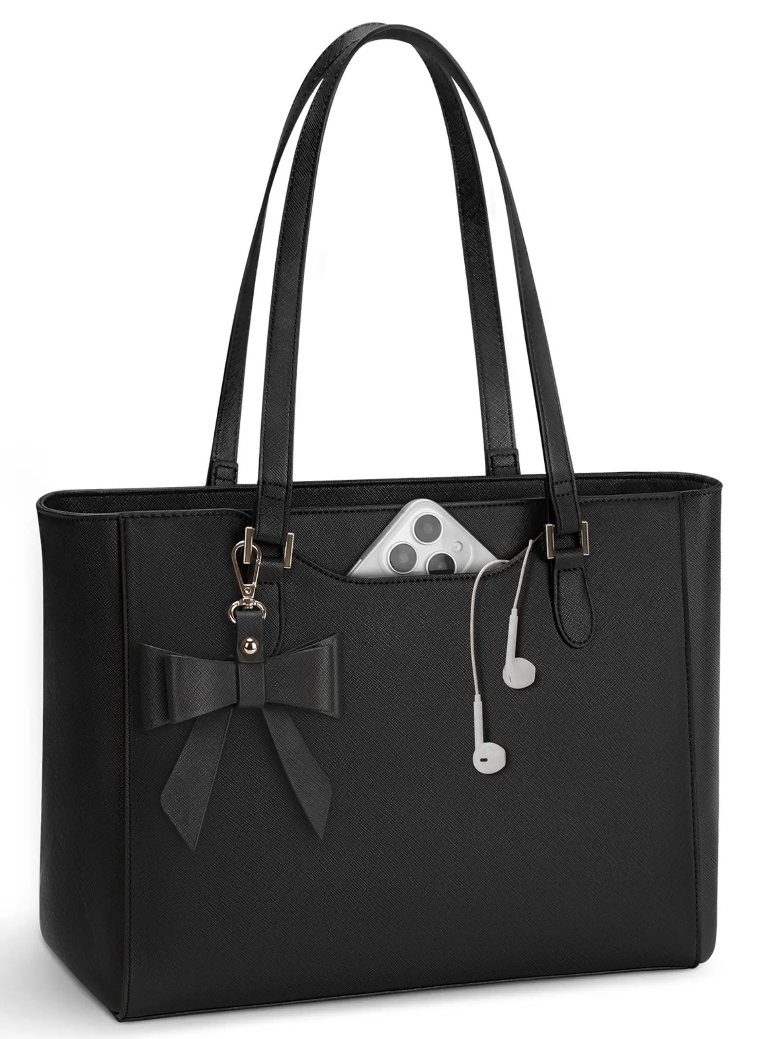 Women's Large Capacity PU Leather Tote Bag with Zipper, Casual Practical Tote Bag for School, Work and Travel