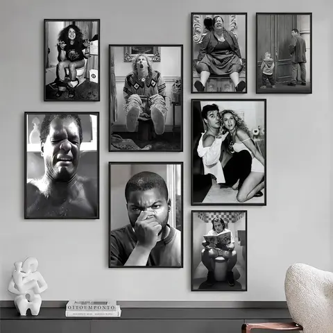 Framed Black & White Vintage Movie Graphic Print with Wood Frame - Playful Humorous Inspirational Statement Art, Whimsical Home Decoration, Cool Wall Art, Him Gift, Funny Bathroom Toilet Wall Decor, Print Design