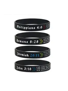 Religious Bible Verse Silicone Bracelet Set, Word Bracelets, Rubber Wristbands for Daily Wear & Gift Ideas, Durable & Comfortable Design