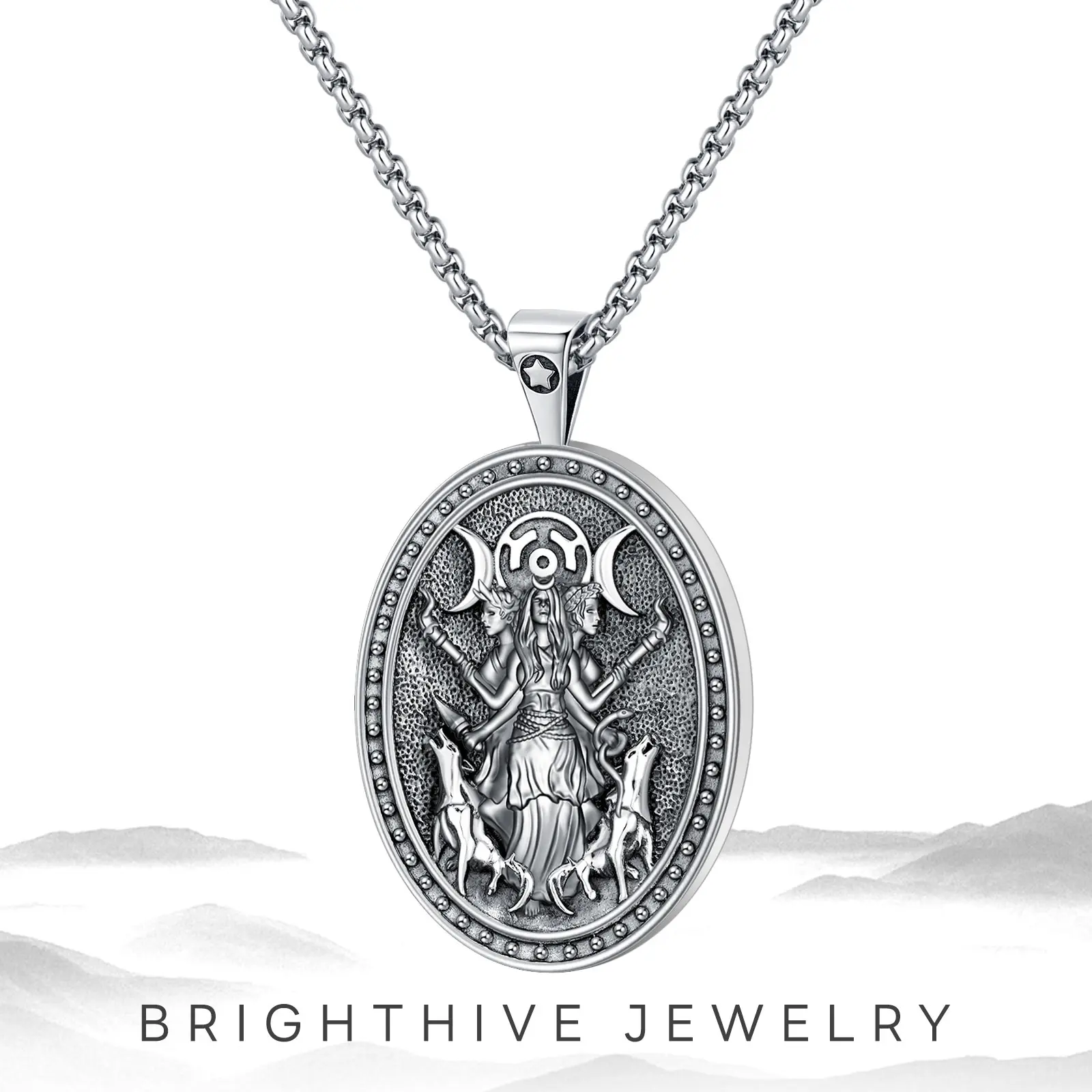 Brighthive Hecate 925 Sterling Silver Pendant Necklace for Adults, Unisex Elegant Jewelry, a Perfect Birthday and Anniversary Gift, Girl