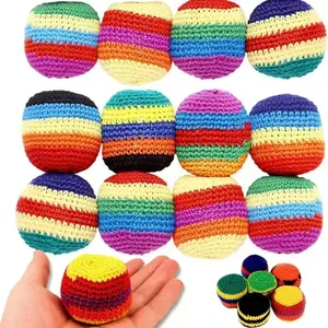 3/6PCS Handmade Crochet Hacky Sack Set, Boho Aesthetic Footbag Juggling Balls For Outdoor Play, Retro Summer Games For Kids Adults, Coordination Training Equipment For Backyard Party, Trendy Kick Sack Gift For Teens Girls Boys
