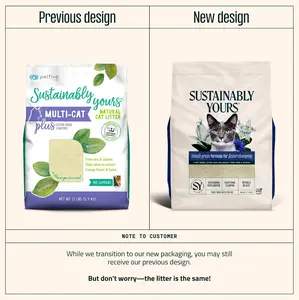 Petfive Sustainably Yours Multi-Cat Plus Natural Cat Litter Small-Grain Formula 10 lbs Eco-Friendly & Sustainable Cat Litter with Exceptional Odor Control and Light Color for Multi-Cat Households