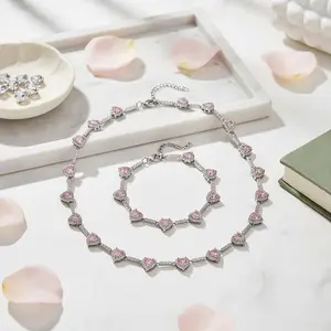 2PCS Set, a two-piece set of colorful necklaces and bracelets, suitable for both men and women.Elegant and dazzling Zirconia Jewelry Set, perfect for couples as a gift, for birthdays, anniversaries, and special occasions