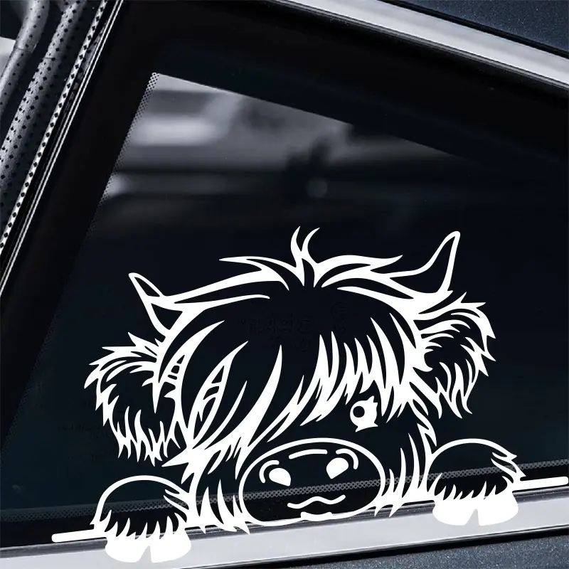 1PC  Highland Cow Cute Themed Car Sticker for Car Body/Windows Decoration, Create Farm Healing-Styled Car, A Must for Animal Enthusiasts, Help Your Car Show Unique Pet Taste, Car Decals