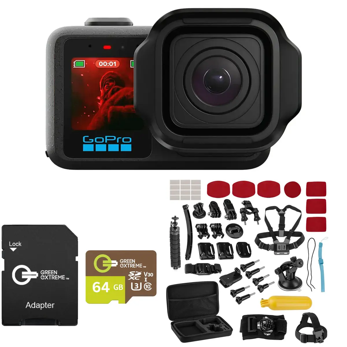 GoPro MISSION 1 PRO Camera, Bundle with 64GB Memory Card and Froggi Extreme Sport Kit