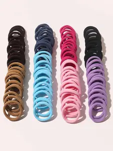 100pcs Simple Solid Color Versatile Basic Towel Hair Ties High Elasticity Durable Rubber Bands Hair Accessories