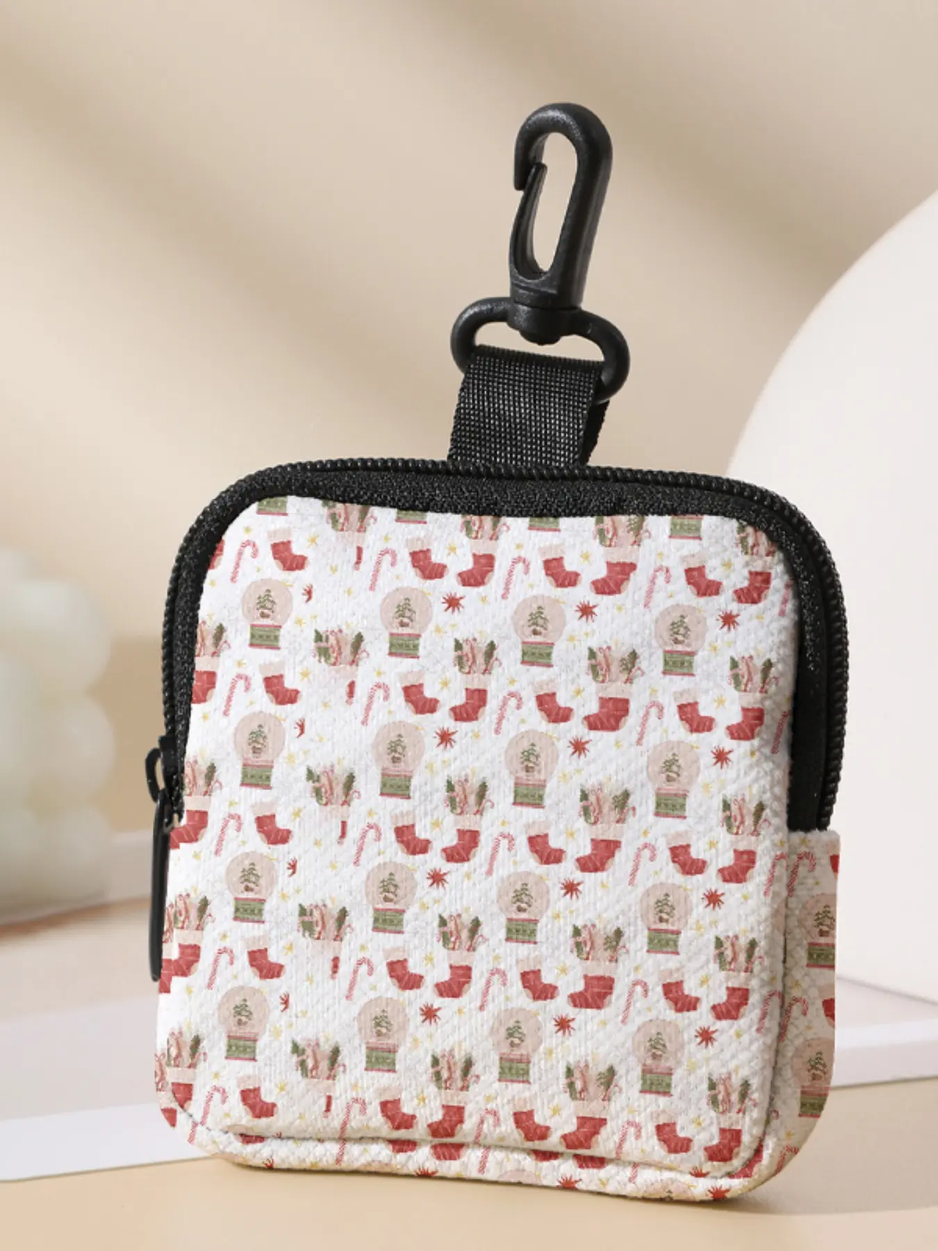 Christmas Pattern Printed Coin Wallet, Multifunctional Storage Bag, Durable Polyester, Digital Printing, Key Card Holder, Ideal Gift