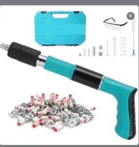 Concrete Nail Gun Kit with 50pcs Nails 5 Speed Adjustable Manual Steel Nail Gun for Red Brick & Concrete Walls Portable Impact Nailgun Metal Low Noise Household Decor