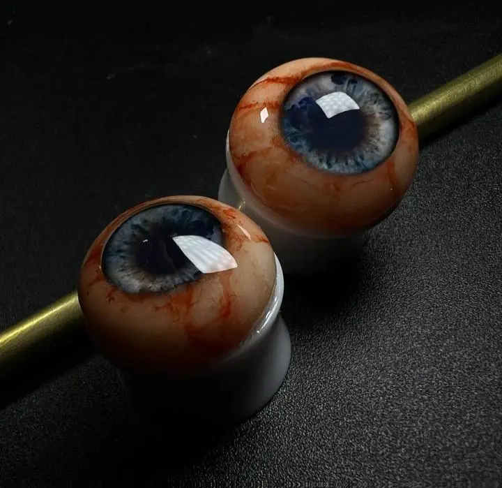 Blackhouse Kreations Eyeball Ear Gauges/Plugs 2pc Set Glow in the Dark Realistic Acrylic Style Handmade and Hand Painted