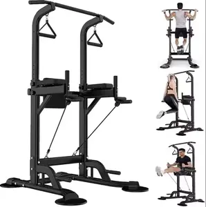 Adjustable Pull Up Dip Station, Home Gym Power Tower for Full Body Strength Training, Space Saving Workout Equipment with Easy Setup