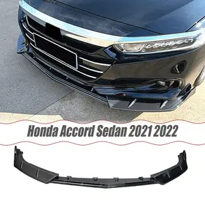 MUTUSAISI Front Bumper Lip Spoiler Splitter For Honda Accord Sedan 2021 2022 Under Chin Body Kit Accessories Gloss Black