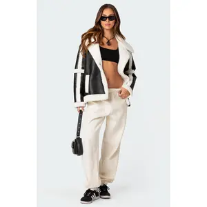 Edikted Women's Rocki Oversized Faux Leather Shearling Jacket